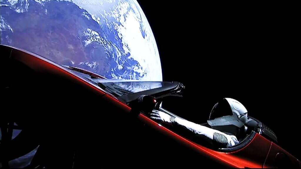 tesla orbiting the earth